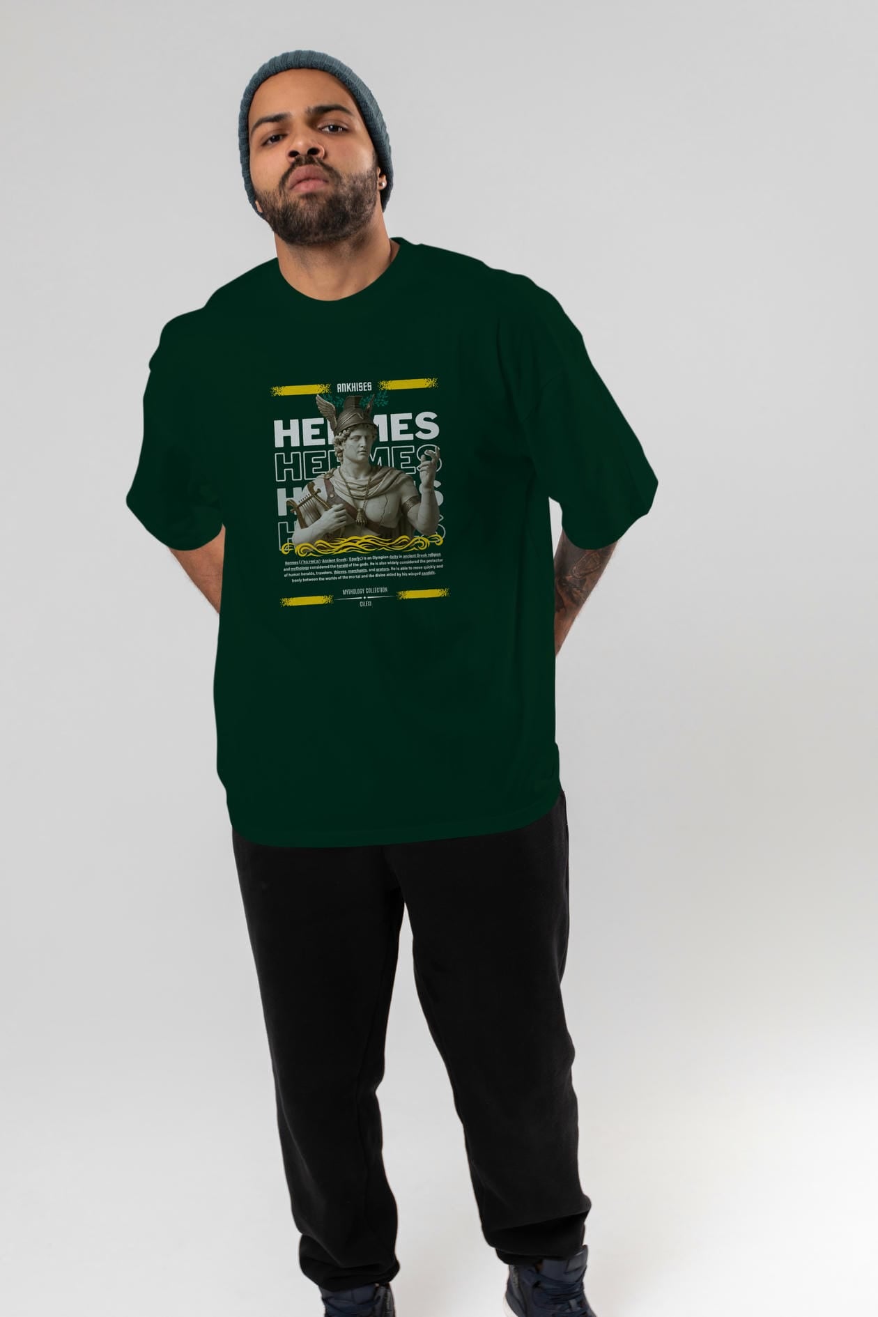 Hermes 2 ön Baskılı Oversize t-shirt Erkek Kadın %100 Pamuk Bisiklet Yaka tişort