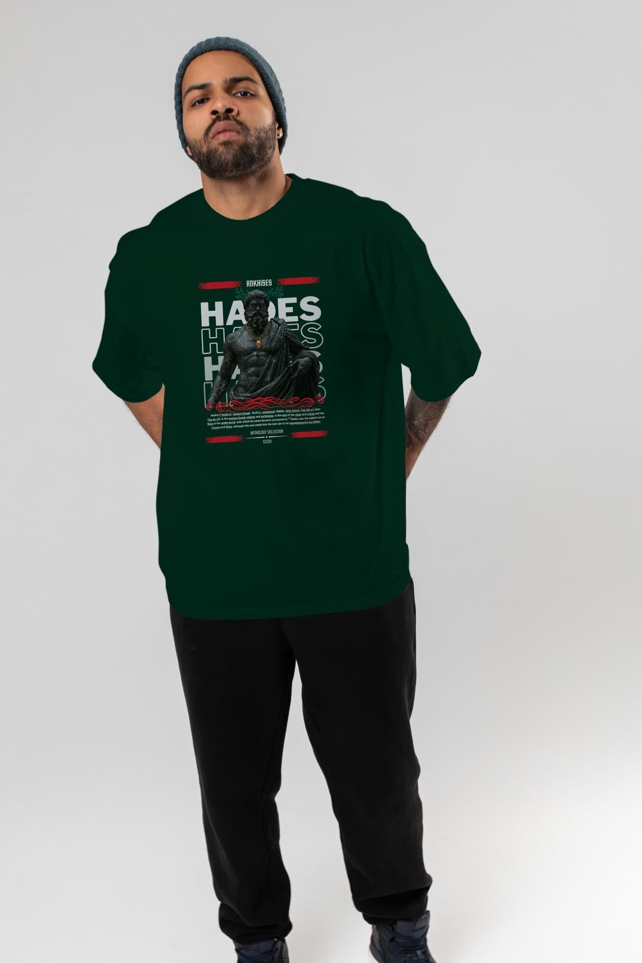 Hades 1 ön Baskılı Oversize t-shirt Erkek Kadın %100 Pamuk Bisiklet Yaka tişort
